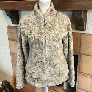 Dylan by True Grit Taupe Teddy Style Zip-Up Jacket, XS!